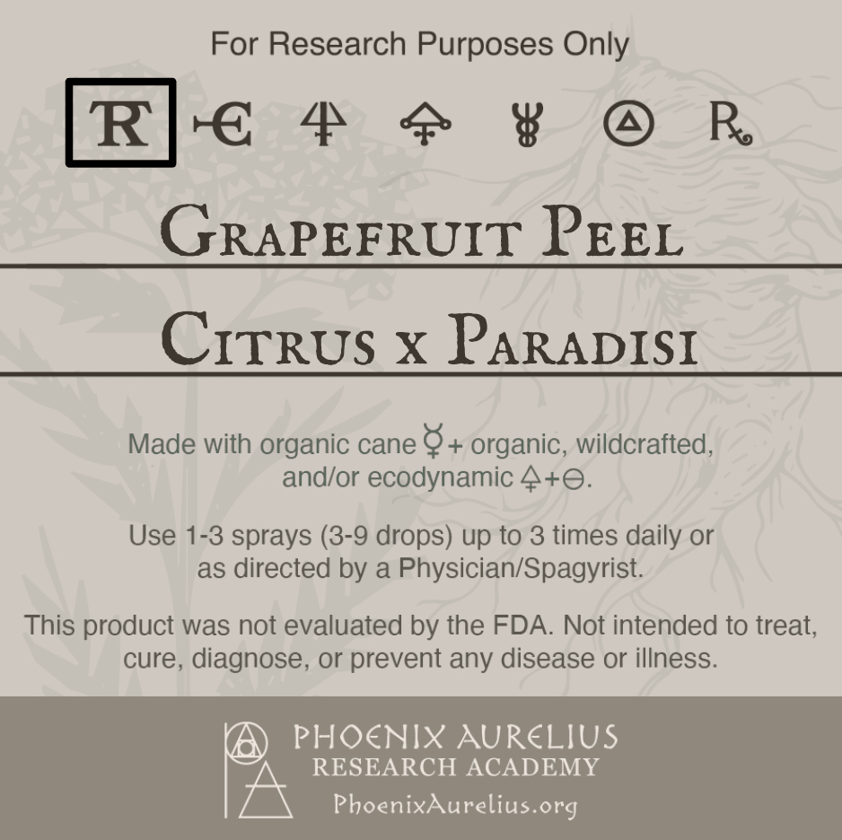 Grapefruit Peel Spagyric Tincture Phoenix Aurelius Research Academy