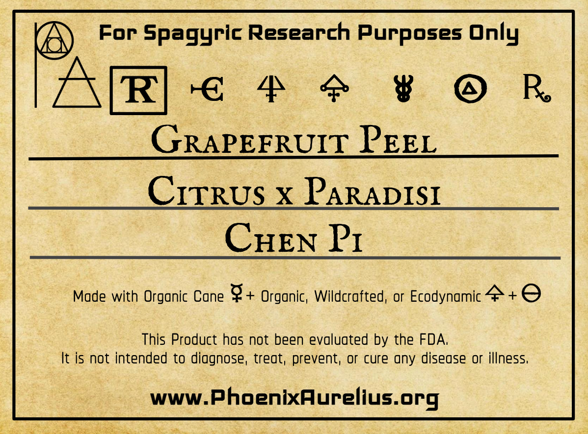Grapefruit Peel Spagyric Tincture Phoenix Aurelius Research Academy