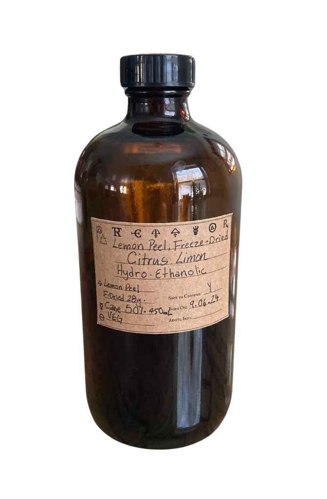 Lemon Peel, Freeze Dried, Hydroethanolic, Spagyric Tincture