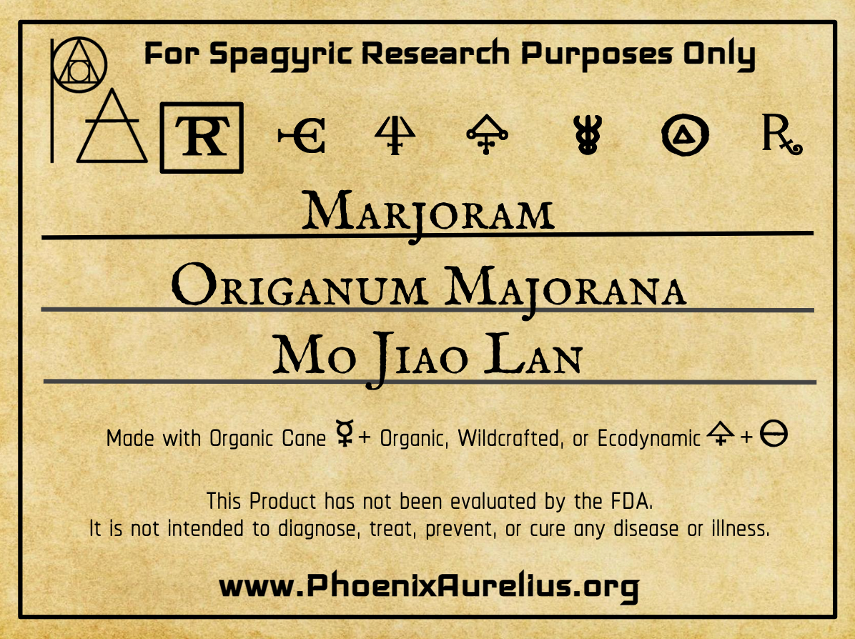 Marjoram Spagyric Tincture Phoenix Aurelius Research Academy