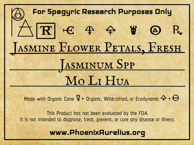 Jasmine Flower Petals, Fresh, Spagyric Tincture