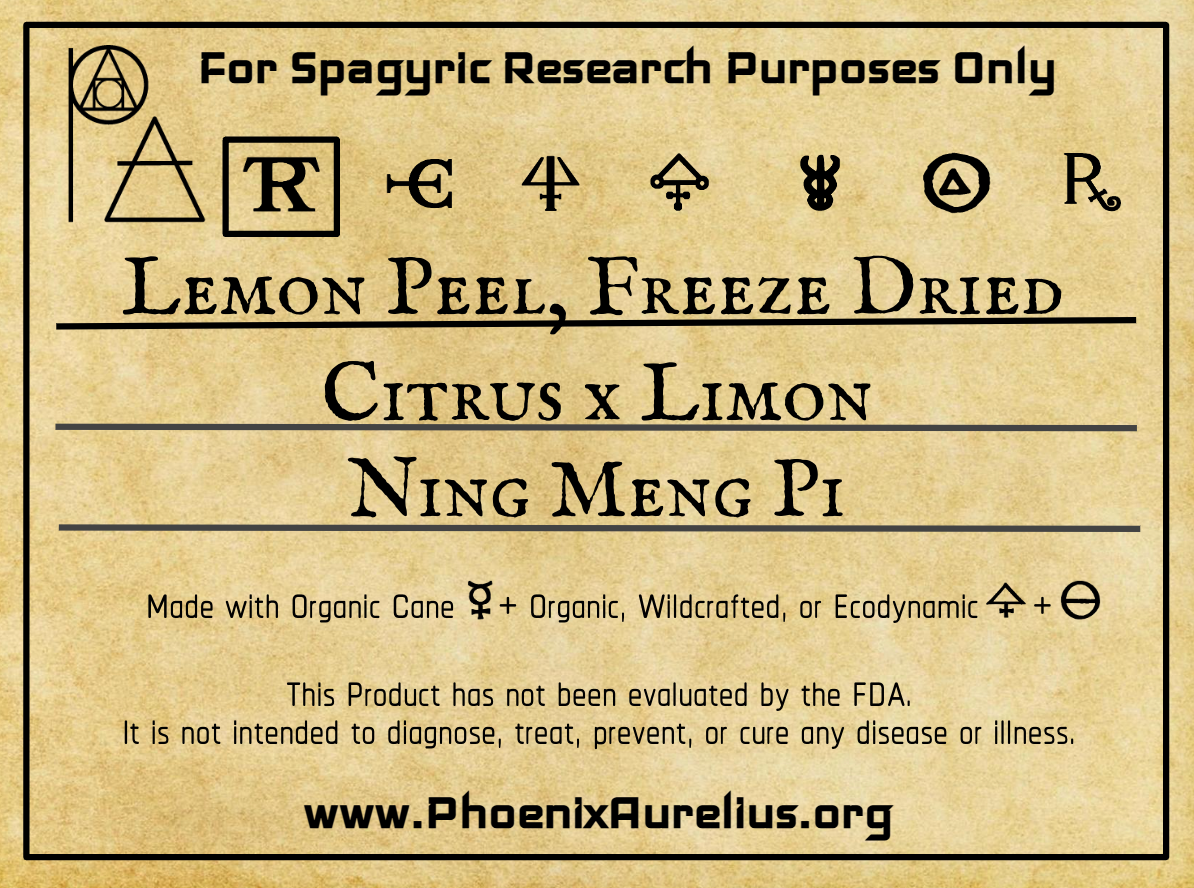 Lemon Peel, Freeze Dried, Spagyric Tincture