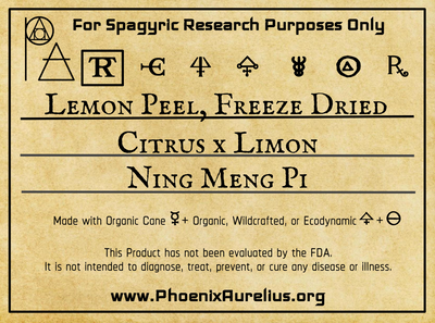 Lemon Peel, Freeze Dried, Spagyric Tincture