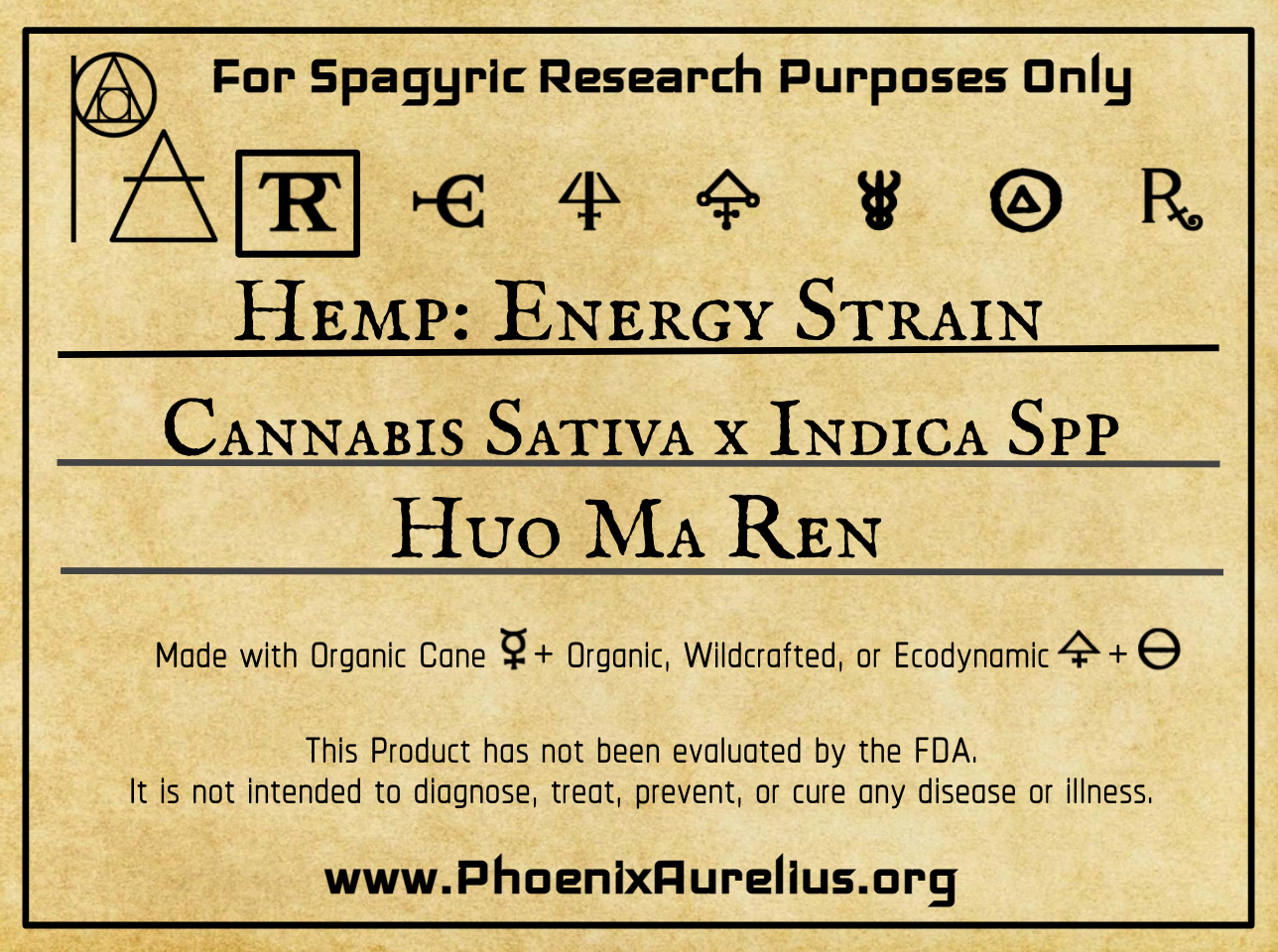 Hemp Spagyric Tincture: Energy Strain - Phoenix Aurelius Research Academy