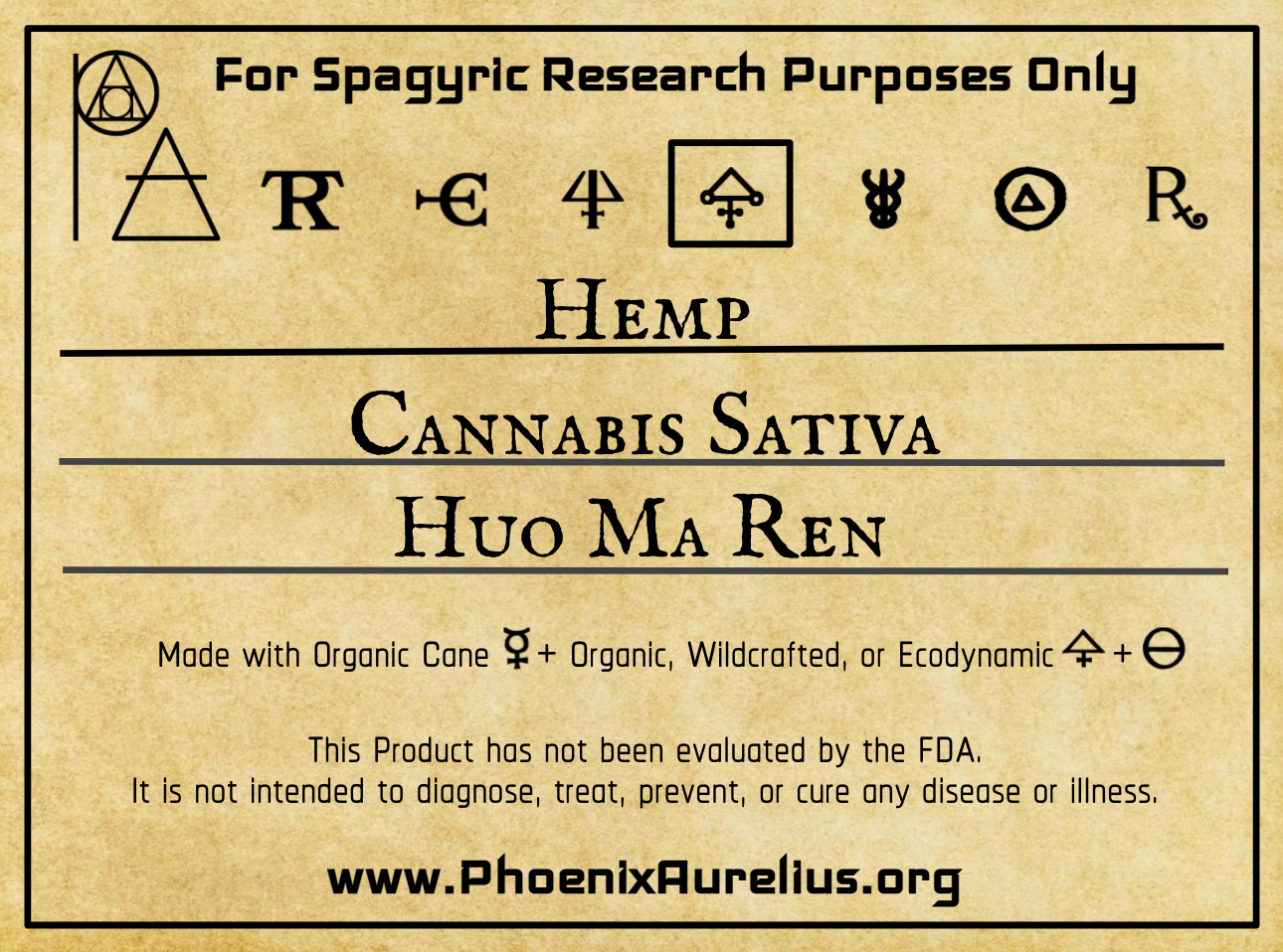 Hemp Philosophic Spagyric Essence - Phoenix Aurelius Research Academy