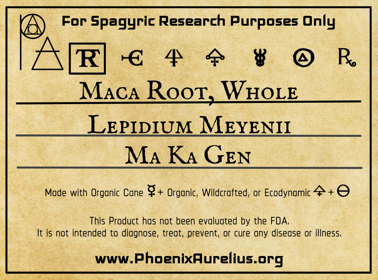 Maca Root, Whole Spagyric Tincture - Phoenix Aurelius Research Academy