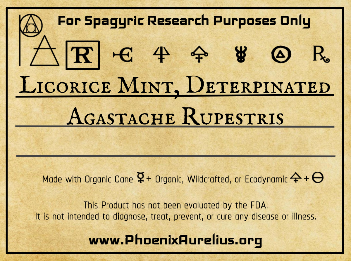 Licorice Mint (Deterpinated) Spagyric Tincture - Phoenix Aurelius Research Academy