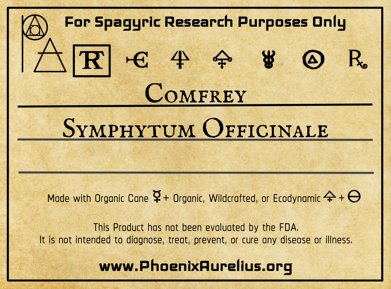 Comfrey Leaf Spagyric Tincture - Phoenix Aurelius Research Academy