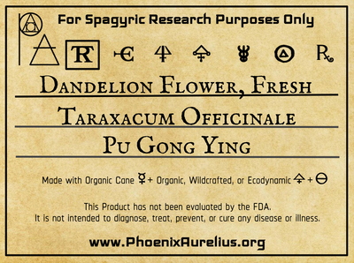Dandelion Flower Fresh Spagyric Tincture - Phoenix Aurelius Research Academy
