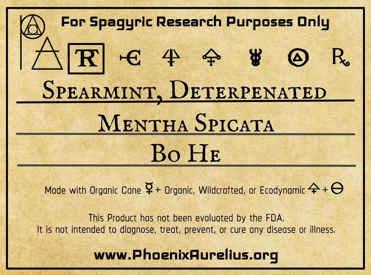 Spearmint, Deterpenated, Spagyric Tincture