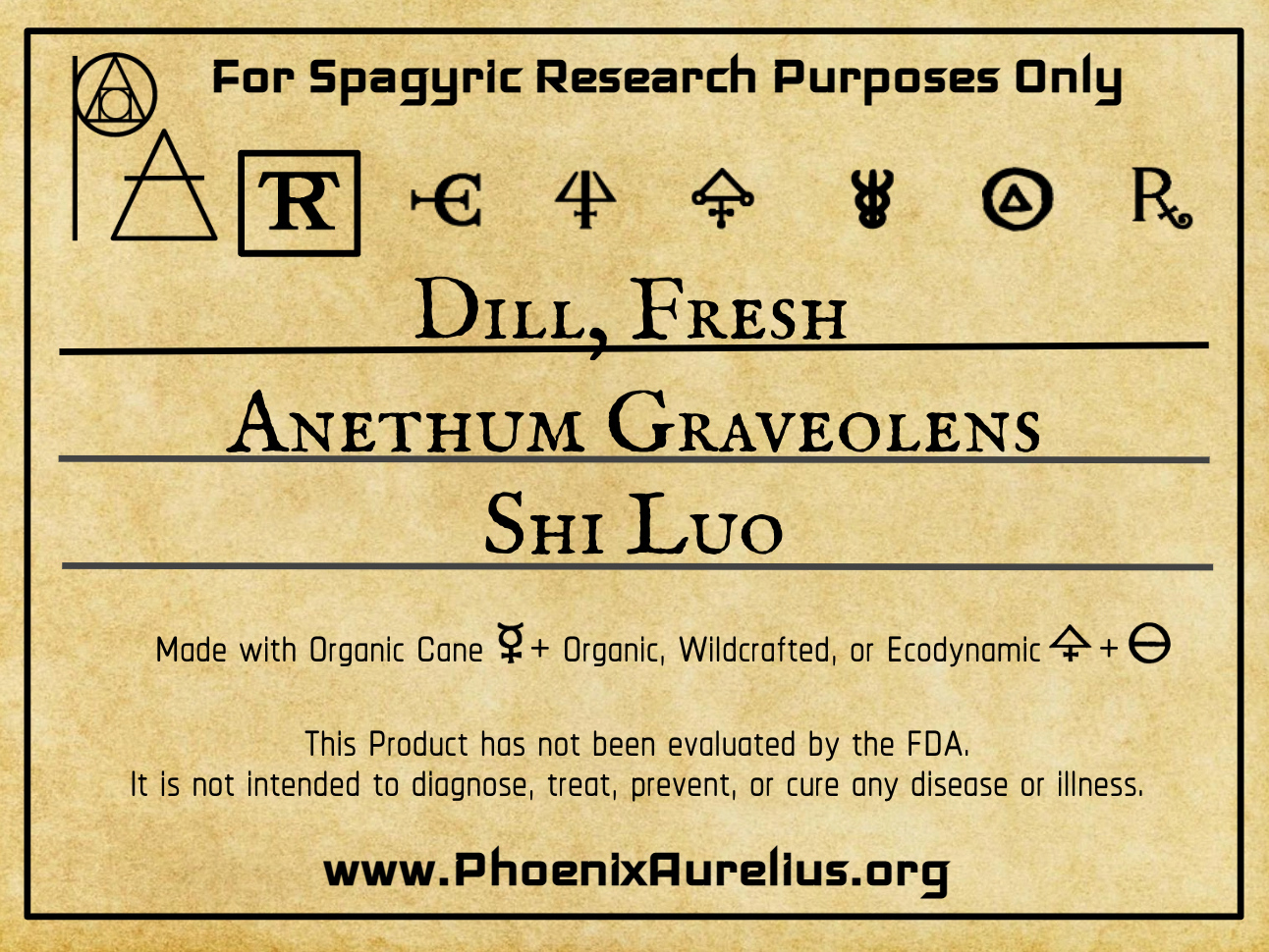 Dill, Fresh Spagyric Tincture - Phoenix Aurelius Research Academy