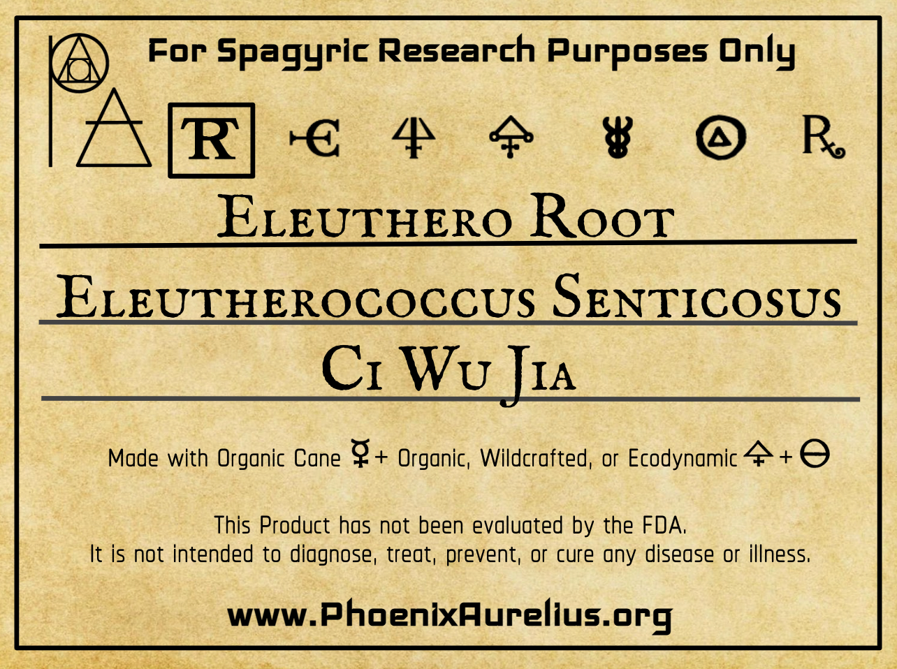 Eleuthero Root Spagyric Tincture - Phoenix Aurelius Research Academy