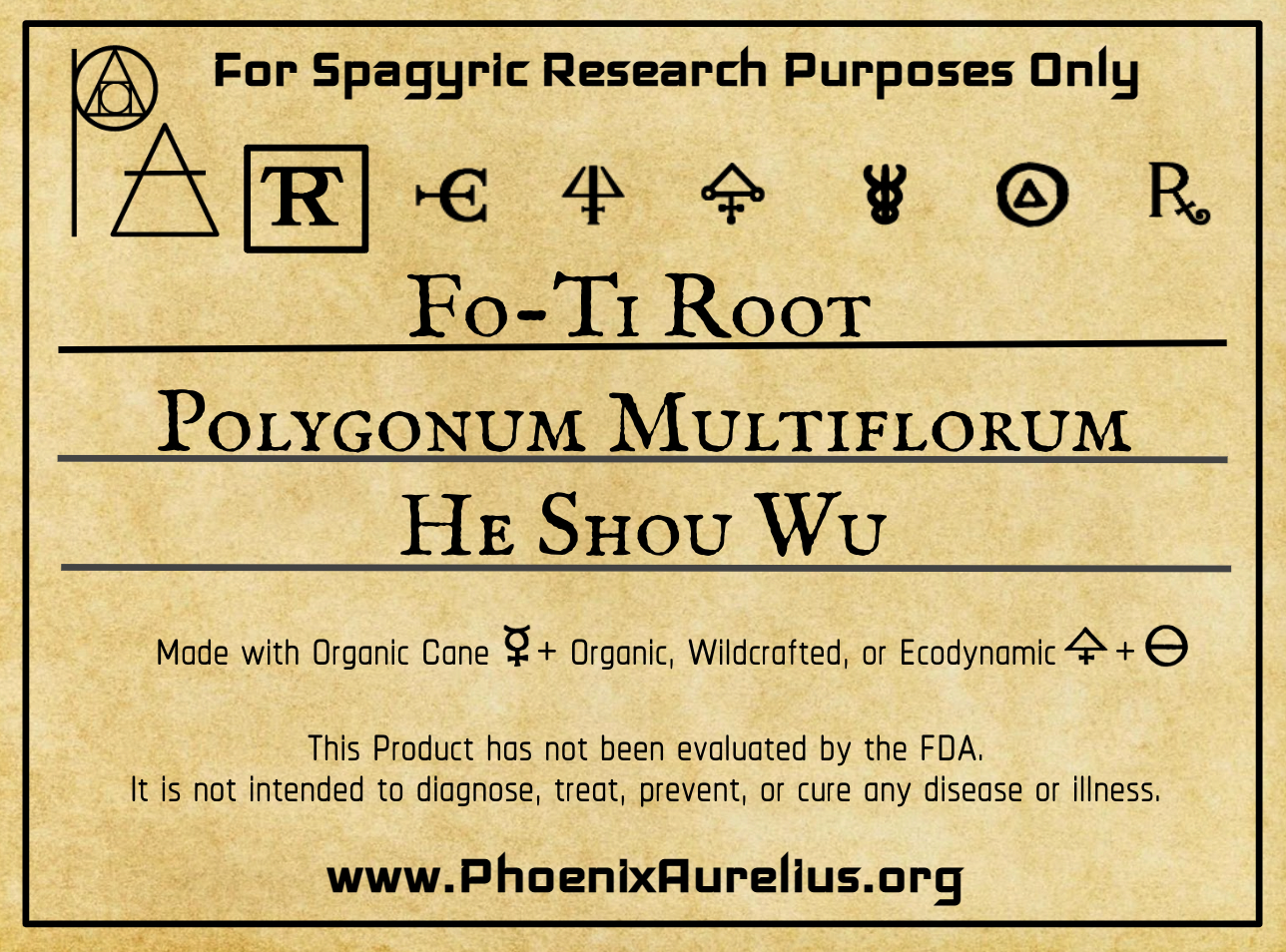 Fo-Ti Root Spagyric Tincture - Phoenix Aurelius Research Academy