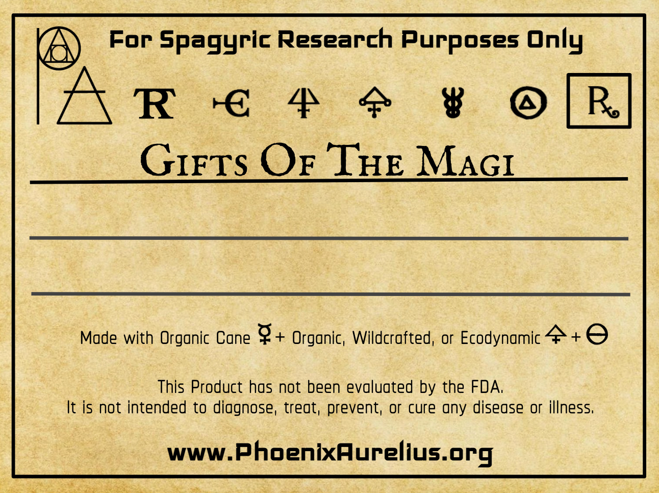 Gifts of the Magi Spagyric Formulation - Phoenix Aurelius Research Academy