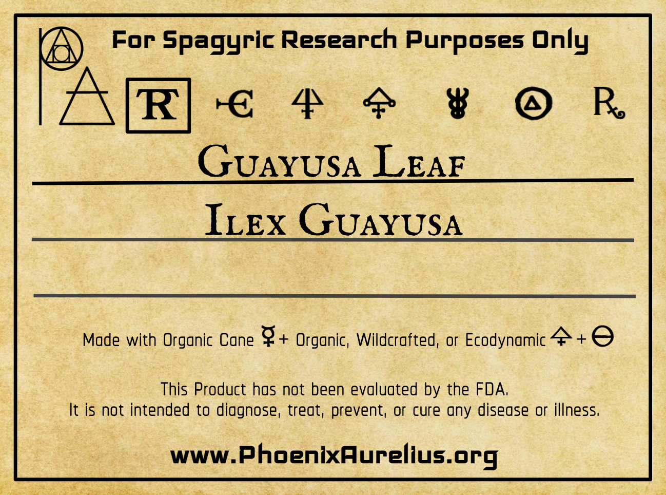 Guayusa Leaf Spagyric Tincture - Phoenix Aurelius Research Academy