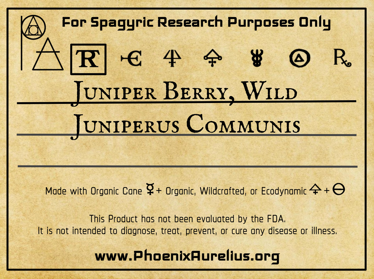 Juniper Berry, Wild, Spagyric Tincture - Phoenix Aurelius Research Academy
