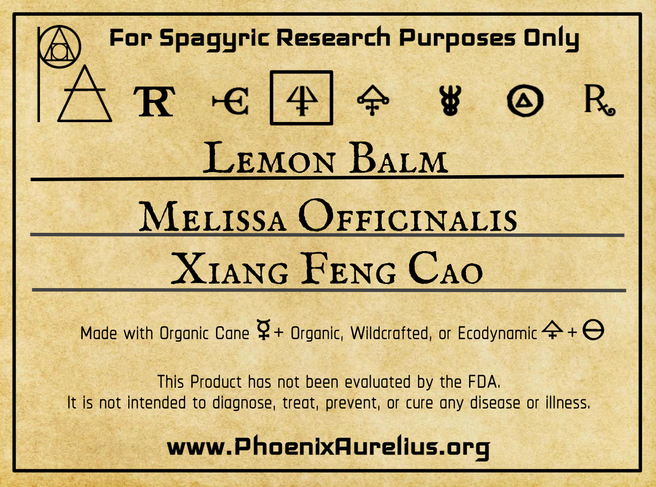 Lemon Balm Spagyric Essence Per Destillatio - Phoenix Aurelius Research Academy