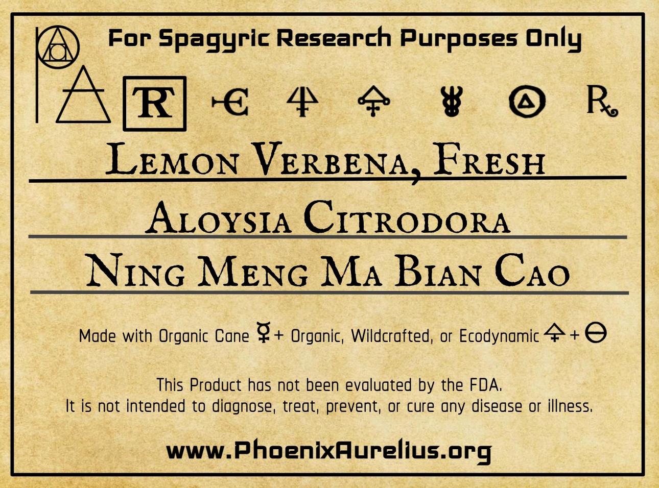 Lemon Verbena, Fresh Spagyric Tincture - Phoenix Aurelius Research Academy