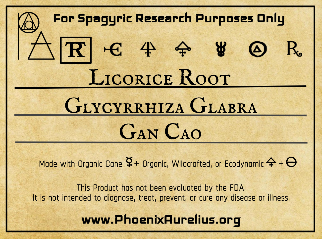 Licorice Root Spagyric Tincture - Phoenix Aurelius Research Academy