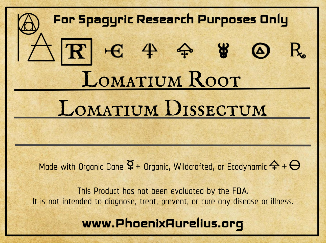 Lomatium Root Spagyric Tincture - Phoenix Aurelius Research Academy