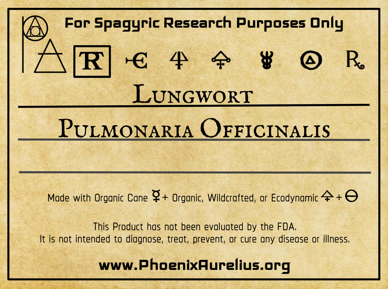 Lungwort Spagyric Tincture - Phoenix Aurelius Research Academy