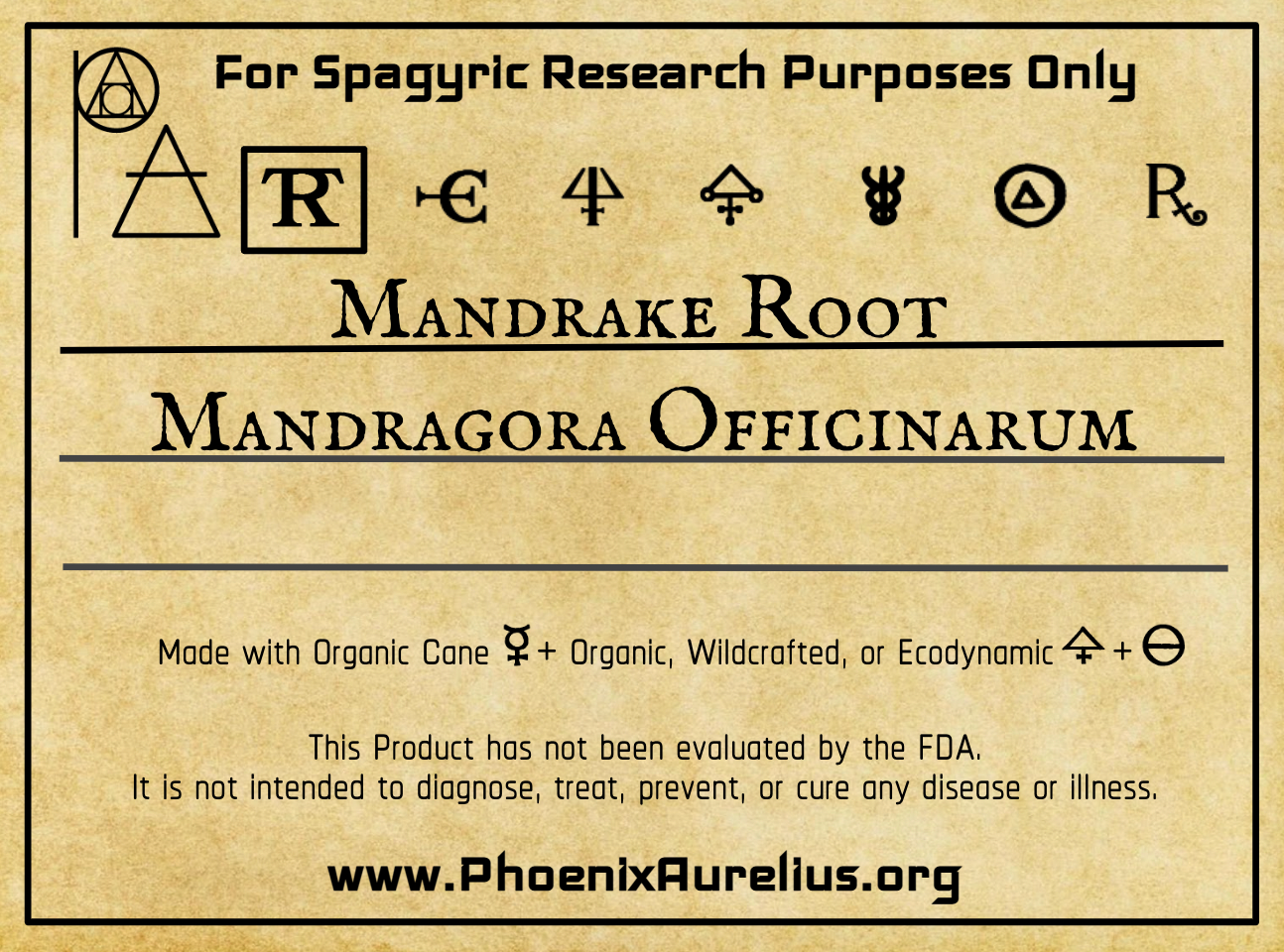 Mandrake Root Spagyric Tincture - Phoenix Aurelius Research Academy