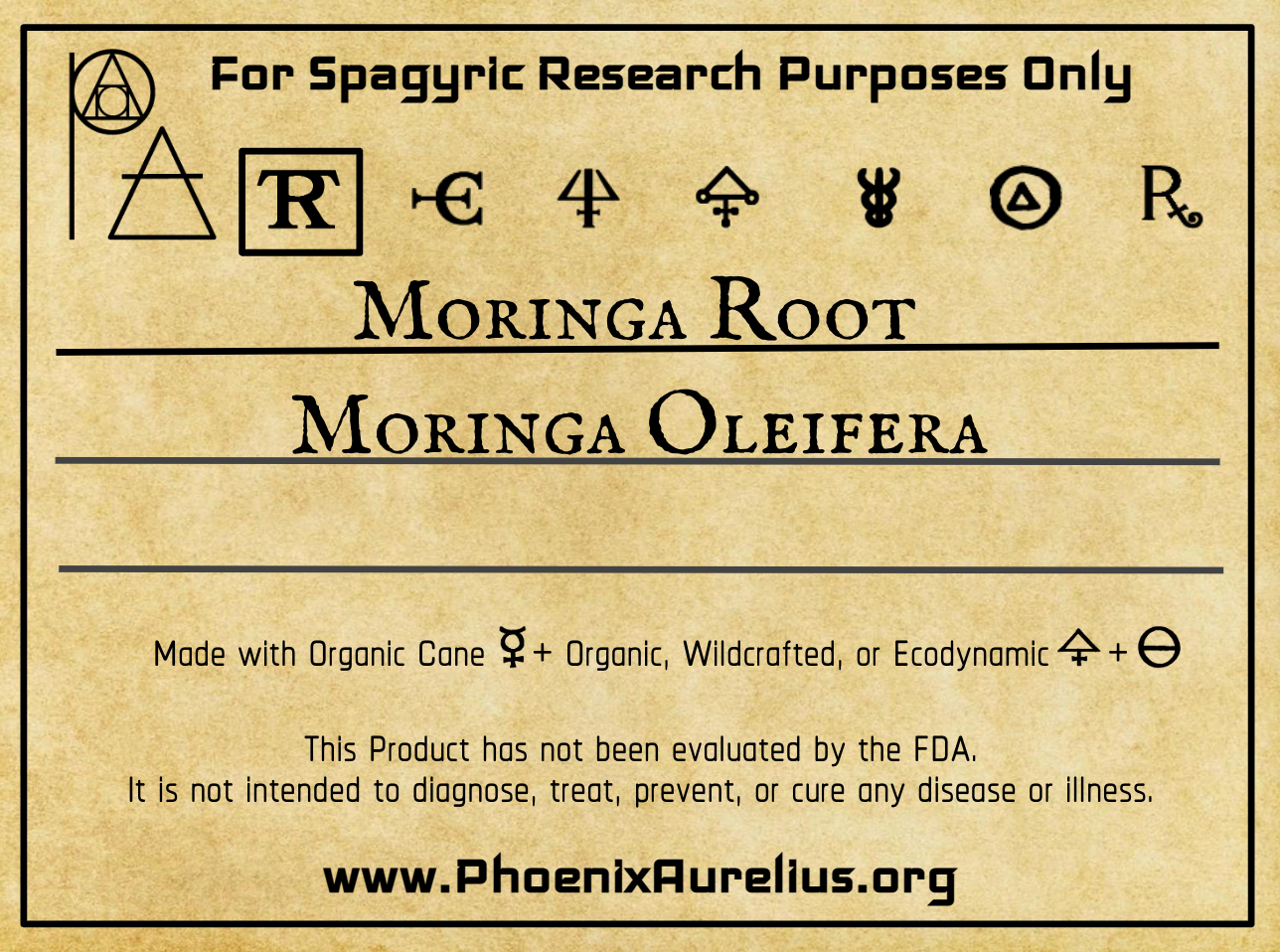 Moringa Root Spagyric Tincture - Phoenix Aurelius Research Academy