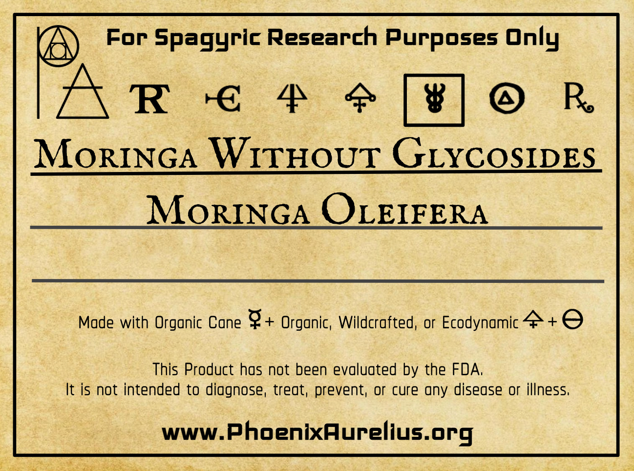 Moringa Spagyric Clyssus WITHOUT Glycosides - Phoenix Aurelius Research Academy