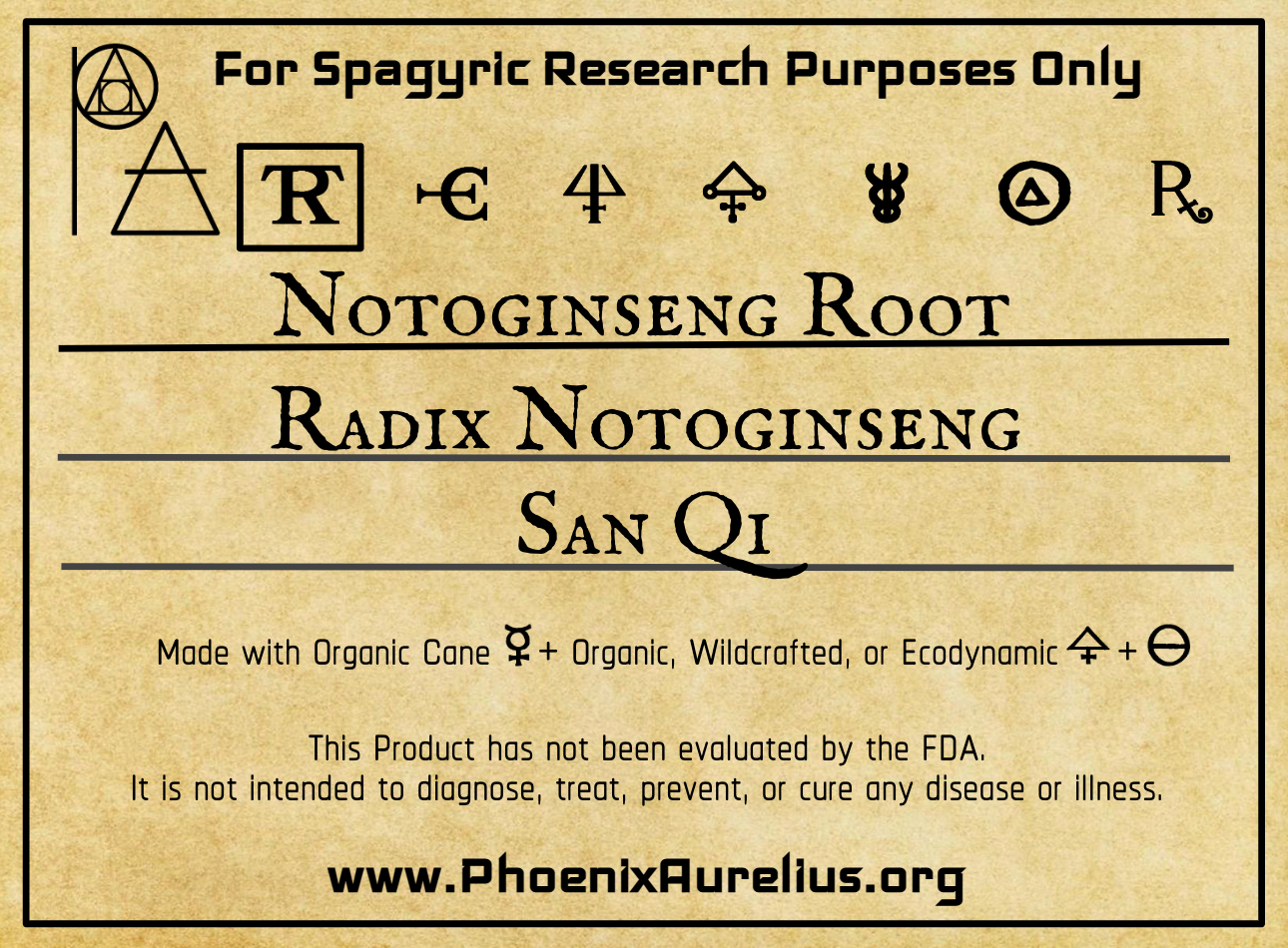 Notoginseng Root Spagyric Tincture