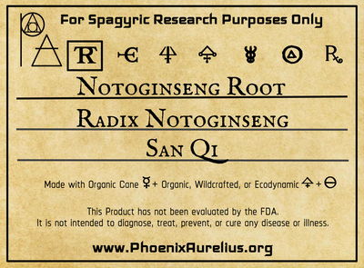 Notoginseng Root Spagyric Tincture