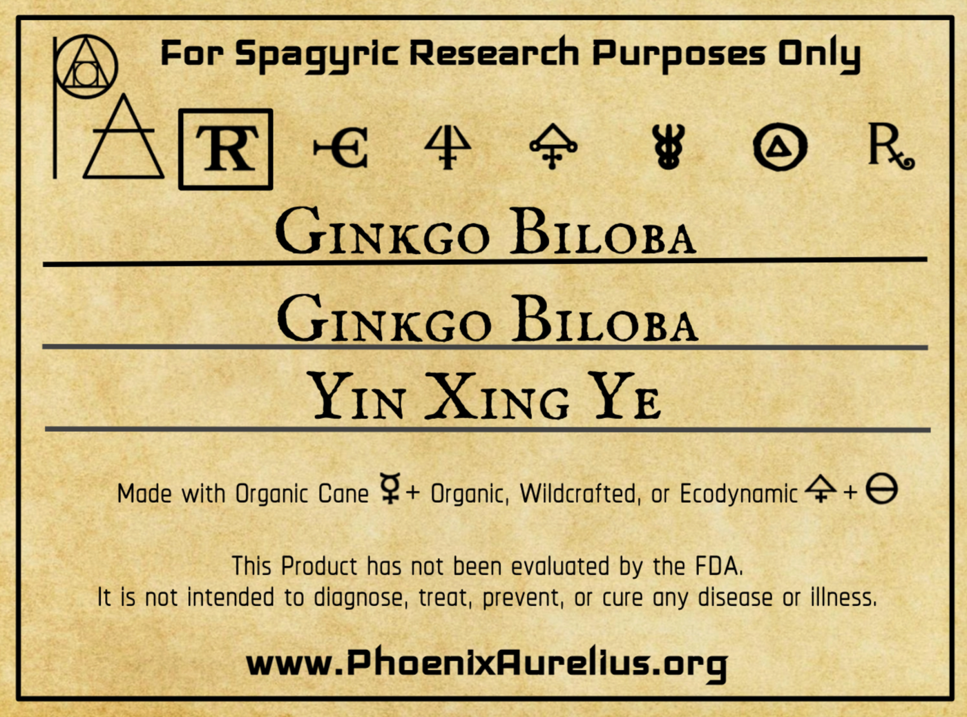 Ginkgo Biloba Leaf Spagyric Tincture - Phoenix Aurelius Research Academy