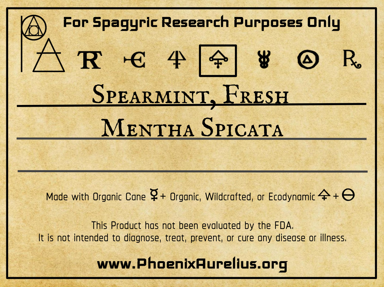 Spearmint, Fresh, Philosophic Spagyric Essence
