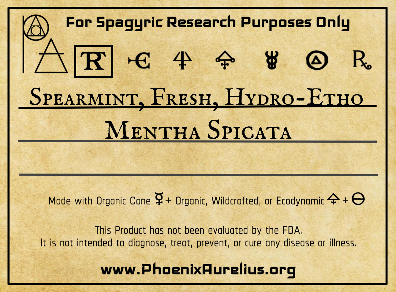 Spearmint, Fresh, Hydro-Ethanolic, Spagyric Tincture