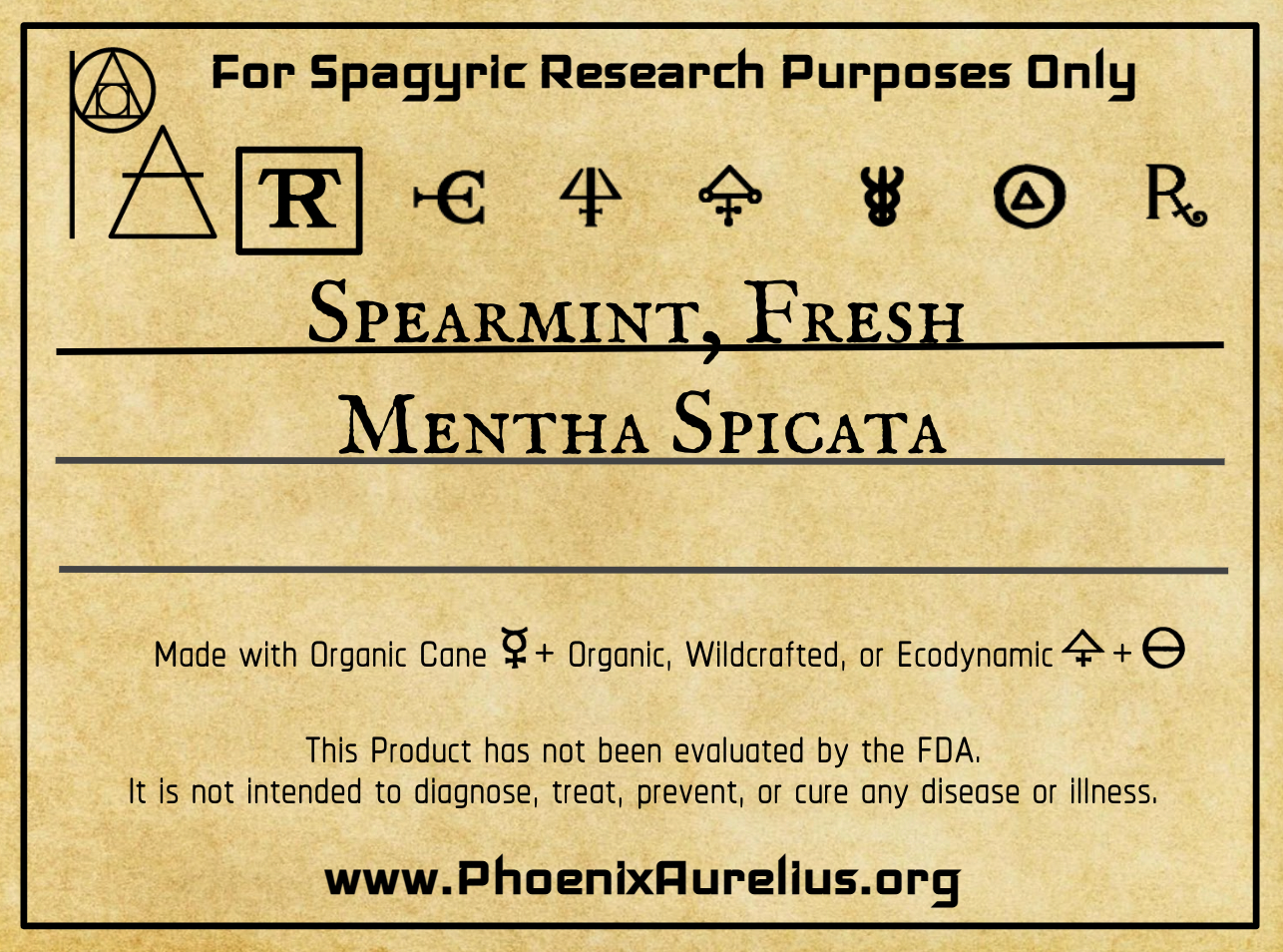 Spearmint, Fresh, Spagyric Tincture