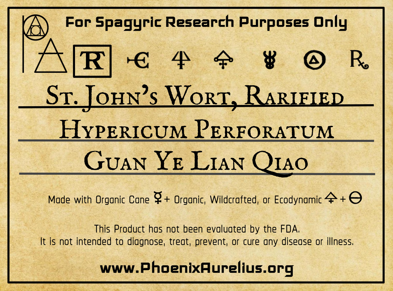 St John's Wort, Rarified, Spagyric Tincture (Without Hypericin)